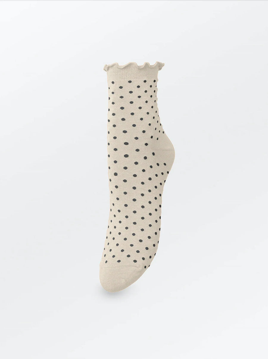 Dotted Frilla Short Sock - Hvid