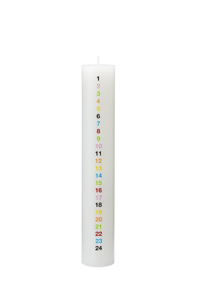 Kalenderlys med multifarvede tal - Ø 5 cm
