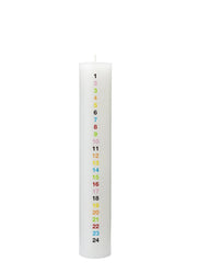 Kalenderlys med multifarvede tal - Ø 5 cm